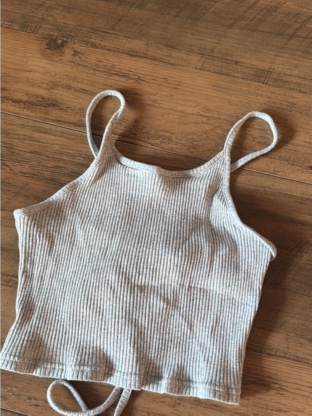 Ribbed Cropped Tank Top — Light Heather Gray